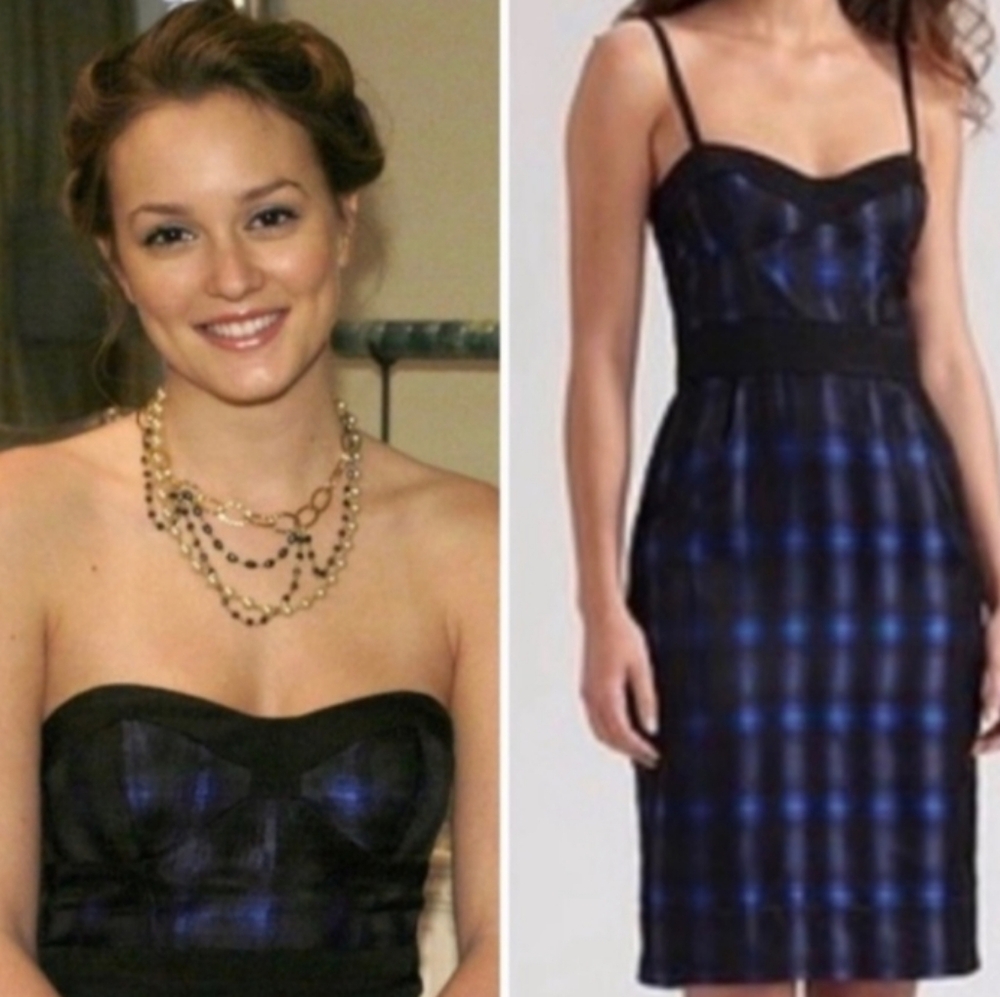 Diane Von Furstenberg Black and Blue Plaid Little Anne Dress